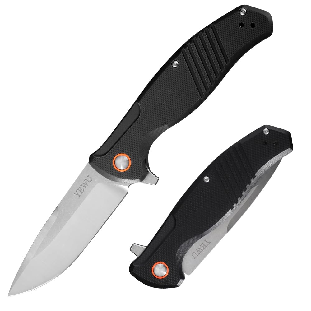JEABROTHER YEWU Faltmesser aus 440 Stahl, Multifunktional als Outdoor- und Campingmesser, mit G10-Griff, Handwerkzeug (A)