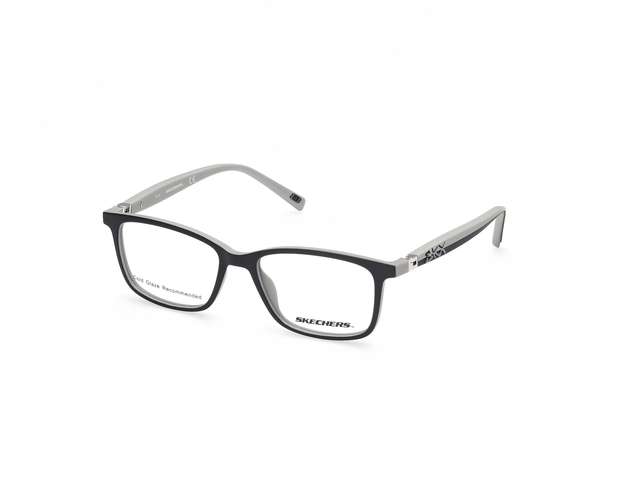 Skechers Brille mit Sehstärke für Jungen optional mit Sonnenbrillentönung oder Blaulichtfilter, Rechteckig, gefertigt aus Kunststoff, Modell: SE1173 (inklusive Brillenetui)