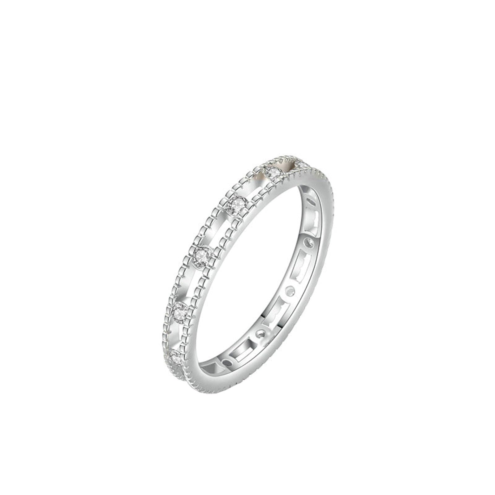 Anello di fidanzamento in platino, anello per fidanzata, diamante sintetico, bianco, misura 62 (19,7)