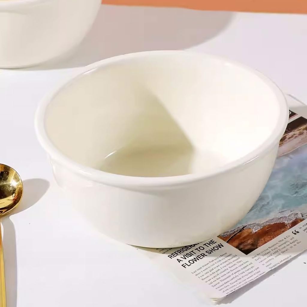 Suppenschüssel Schüssel für Suppe aus Keramik im japanischen Creme-Stil, große Porzellanschale, für Instant-Nudeln, verdickt, Salatschüssel
