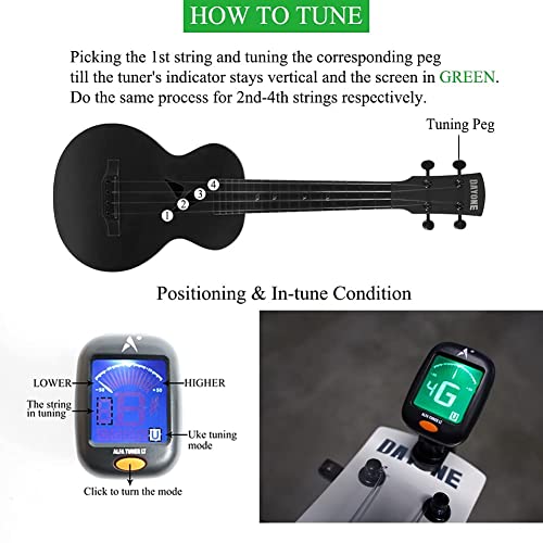 Dayone Carbon Fiber Ukulele, 21” Soprano Uke, Traveling Ukulele For Beginners And Kids Come With Starter's Accessory Kits (Black) #TOP7