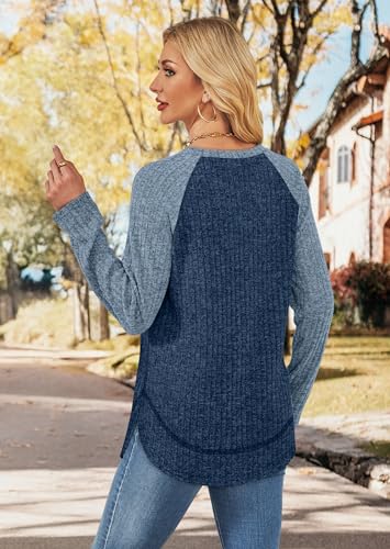 Image of WIHOLL Long Sleeve Shirts for Women Fall Sweaters Lightweight Trendy Tops