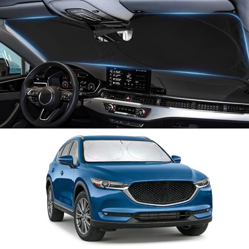 Image of Windshield Sun Shade for Mazda CX-9 2016-2024 2025 2026 Sunshade | Custom Fit CX9 Accessories Window Sun Visor Protector Foldable Blocks UV Rays