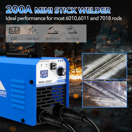 Image of TRQWH Mini Stick Welder 110V Welding Machine - 200A Portable Welding Machine with 5pcs Rods Small Welder Machine with IGBT Inverter Hot Start for Beginners and Professionals Welder
