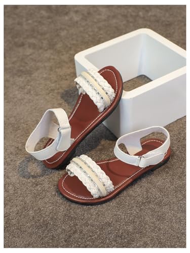 Verdusa Girl's Braided Rhinestone Dressy Sandals Open Toe Ankle Strap Flat Sandals2