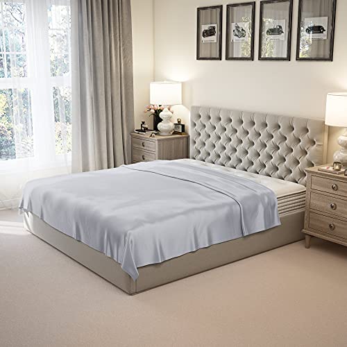 Mulberry Park 100% Pure Full Silk Flat Sheet Deluxe 22 Momme 6A Mulberry Silk Bed Sheets - Breathable, Ultra-Soft, Oeko-TEX Certified - Silver