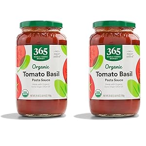 365 by Whole Foods Market, Organic Tomato Basil Pasta Sauce, 25 Ounce (Pack of 2)