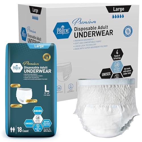 Image of MED PRIDE Disposable Adult Underwear,Large (51-63 in),Absorbent,Unisex,72