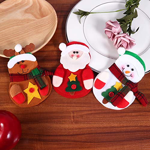 TINKSKY Kitchen Suit Porta-prata, bolsos, faca de garfo, boneco de neve, Papai Noel, alce, decoração