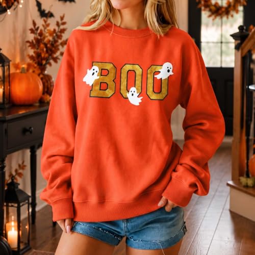 Halloween Sweatshirt for Women Casual Crewneck Graphic Pullover Tops - image 3