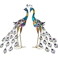 Kukooka Peacock Garden Statues Metal Peacocks Sculptures for Outdoor Backyard Decor Patio Lawn Porch Yard Decoration (Pack of 2, Blue)