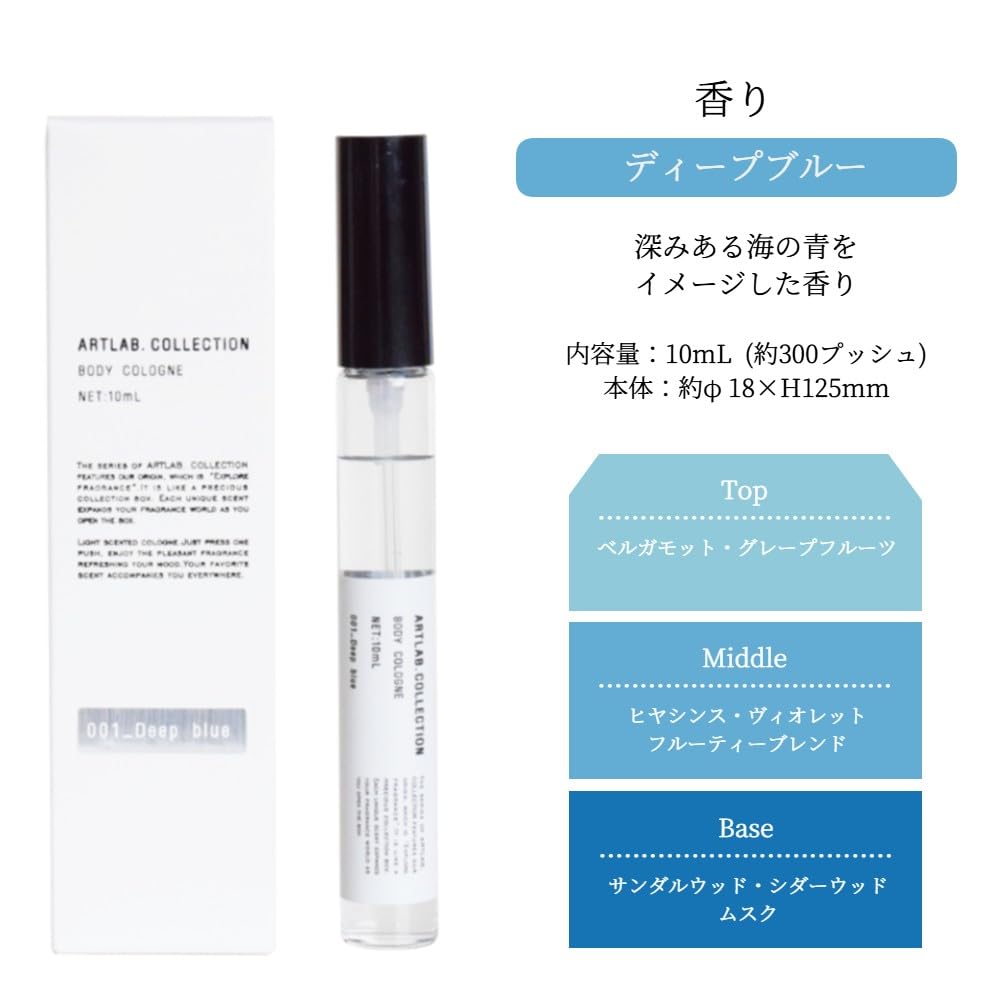 ARTLAB COLLECTION ボディコロン ディープブルー 10ml 香水 フレグランス ミスト ボディミスト 携帯用 ビューティー
