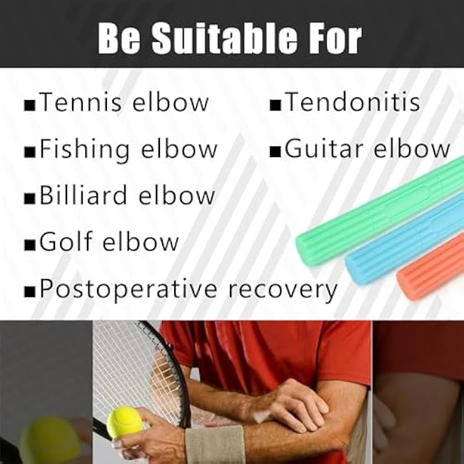 Flex Therapy Bar£¬Tennis Elbow Therapy Bar,Relieve Tendonitis Pain & Improve Grip Strength, Resistance Bar for Golfers Elbow, Tendonitis, Wrist, Forearms Pain Relief
