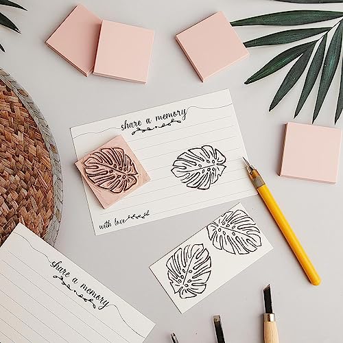Image of Frienda 1 Pcs 2 inch x 2 inch Rubber Carving Blocks Linoleum Blocks for Printmaking, Stamp Making, DIY Crafting, Scrapbook, Painting, Soft and Easy to Carve (Pink)