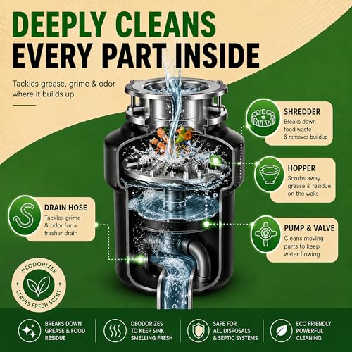 Image of Renuv Garbage Disposal Cleaner & Deodorizer Tablets, 12 XL Tablets | Foaming Citrus Scent, Drain Freshener, Kitchen Sink Odor Refresher For Garbage Disposer Cleaning