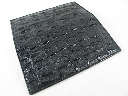 Genuine Crocodile Alligator Backbone Skin Leather Checkbook Long Wallet (Black)2