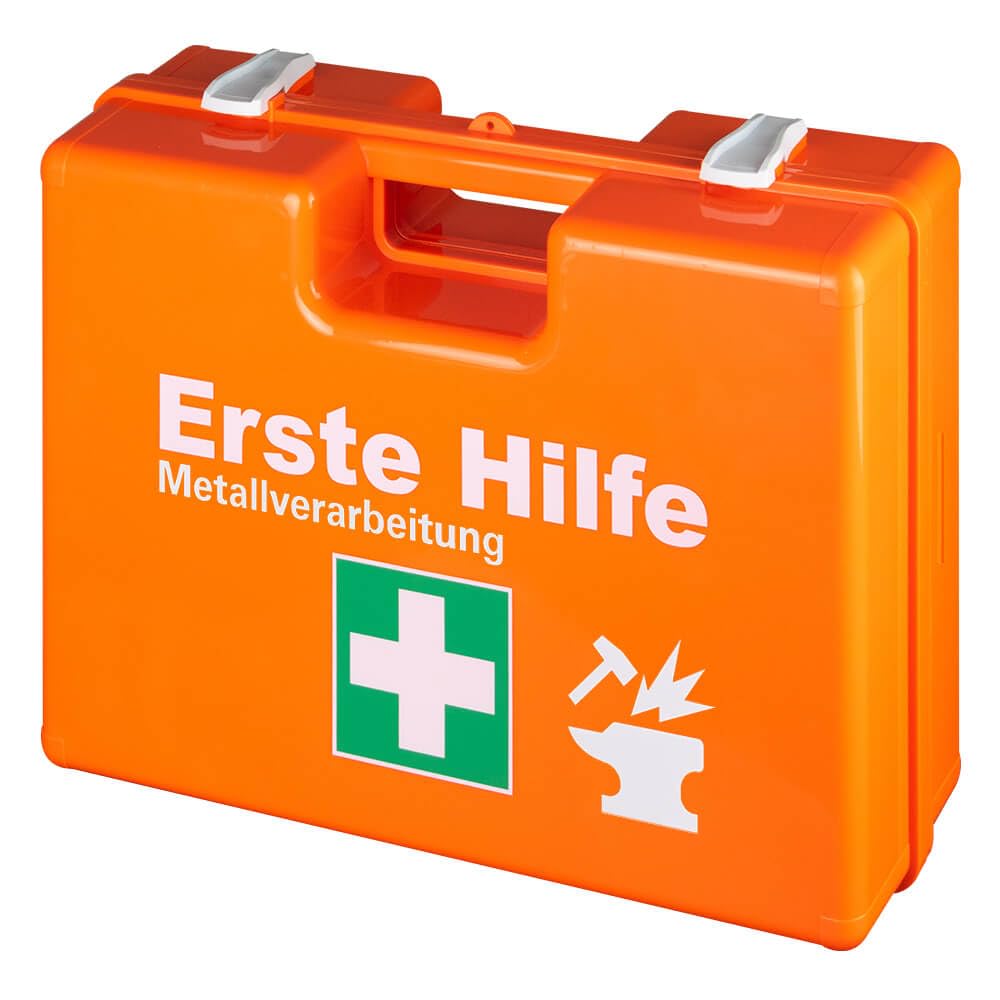 Erste-Hilfe-Koffer Metallverarbeitung, Set mit Nachfüllpack, orange, DIN 13157, Art.-Nr. 610971 | Verbandskasten | Notfallkoffer | Erste Hilfe Kasten