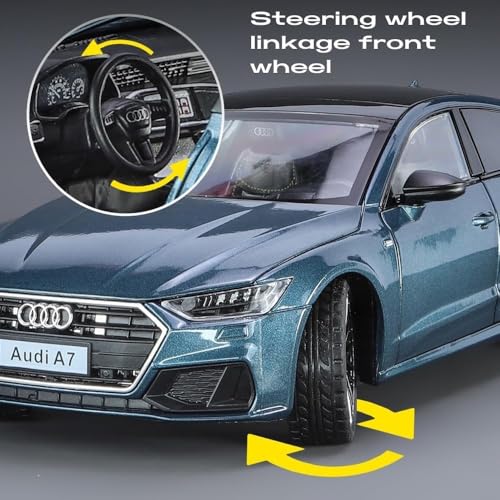 Image of 1:24 Scale Big Audi A7 Toy Car | Metal Pullback Diecast Car for Kids with Openable Doors, Sound, Light Effects Toy for Car Enthusiasts (Color As Per Available),white