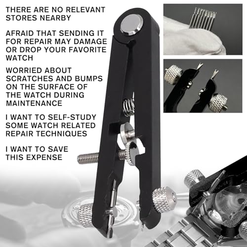 Image of 10 Pcs Watch Spring Plier Tool Kit Watch Band Bar Tweezers Tool Pliers with Tips Pin for Watch Disassembling & Replacing (Black)