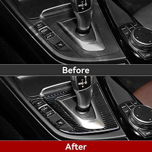 Image of Car Gear Shift Panel Sticker Decal Carbon Fiber Trim fits for BMW F30 F31 F34 3GT F32 F33 F36 2012-2019 Accessories - 330e NOT FIT (Black)