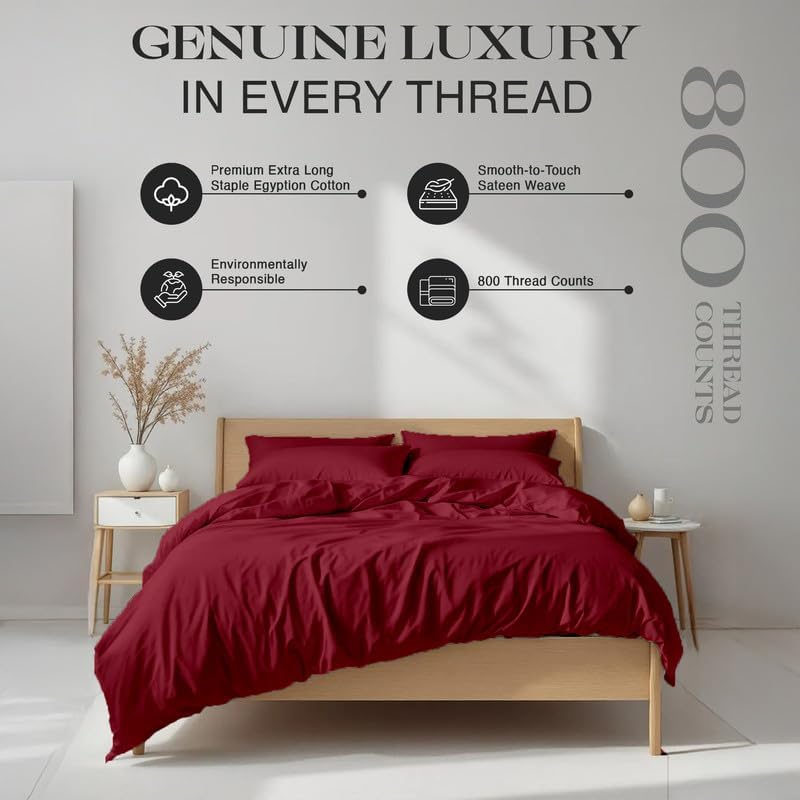 Miniatura 2 de Juego de sábanas de algodón egipcio 100 % natural de 800 hilos, se adapta a colchones de hasta 16 pulgadas de profundidad, juego de sábanas de