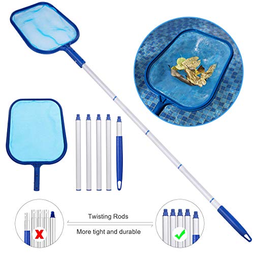 SanGlory Pool Surface Net with 1.2 m Handle and Fine Mesh Net, Leaf Skimmer Tool for Spa, Ponds, Fountain, Fish Tank