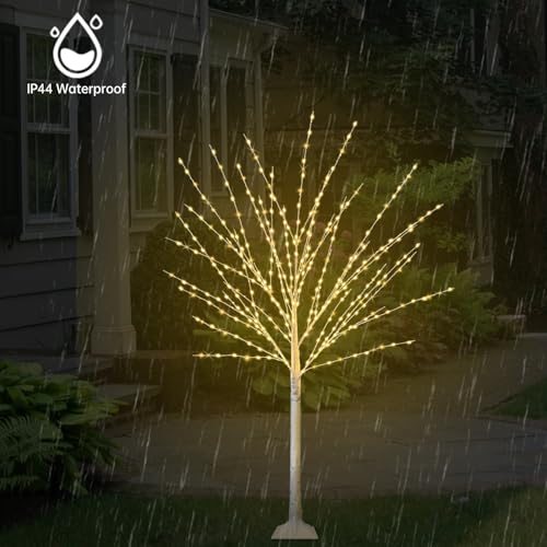 Remon 2Pack 4FT Lighted Birch Trees, Birch Tree with 400 LED Lights, 8 Flash Modes and Timer, Dimmable, Light Up Twig Christmas Tree for Indoor Outdoor Home Party Garden Wedding Decorations — view 5