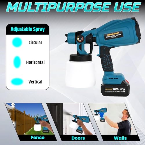 Image of TOMAHAWK CPS-20C Power Paint Sprayer 3800 RPM Noload Speed, 200cm-500cm Spraying Diameter with 20V-2 X 3.0 Ah Battery | Suitable for Wall, Door Paintings