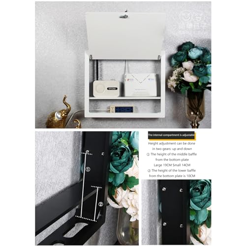 Simple Wifi Wall Racks Box Internet Router Shelf Cable Wire Wall Plug Board Shelf Wall-Mounted WiFi Router Storage Box Socket Shielding Wire Finishing Wire Box,2 Sizes(Size:38*30*9cm,Color:White Lock) - Image 7