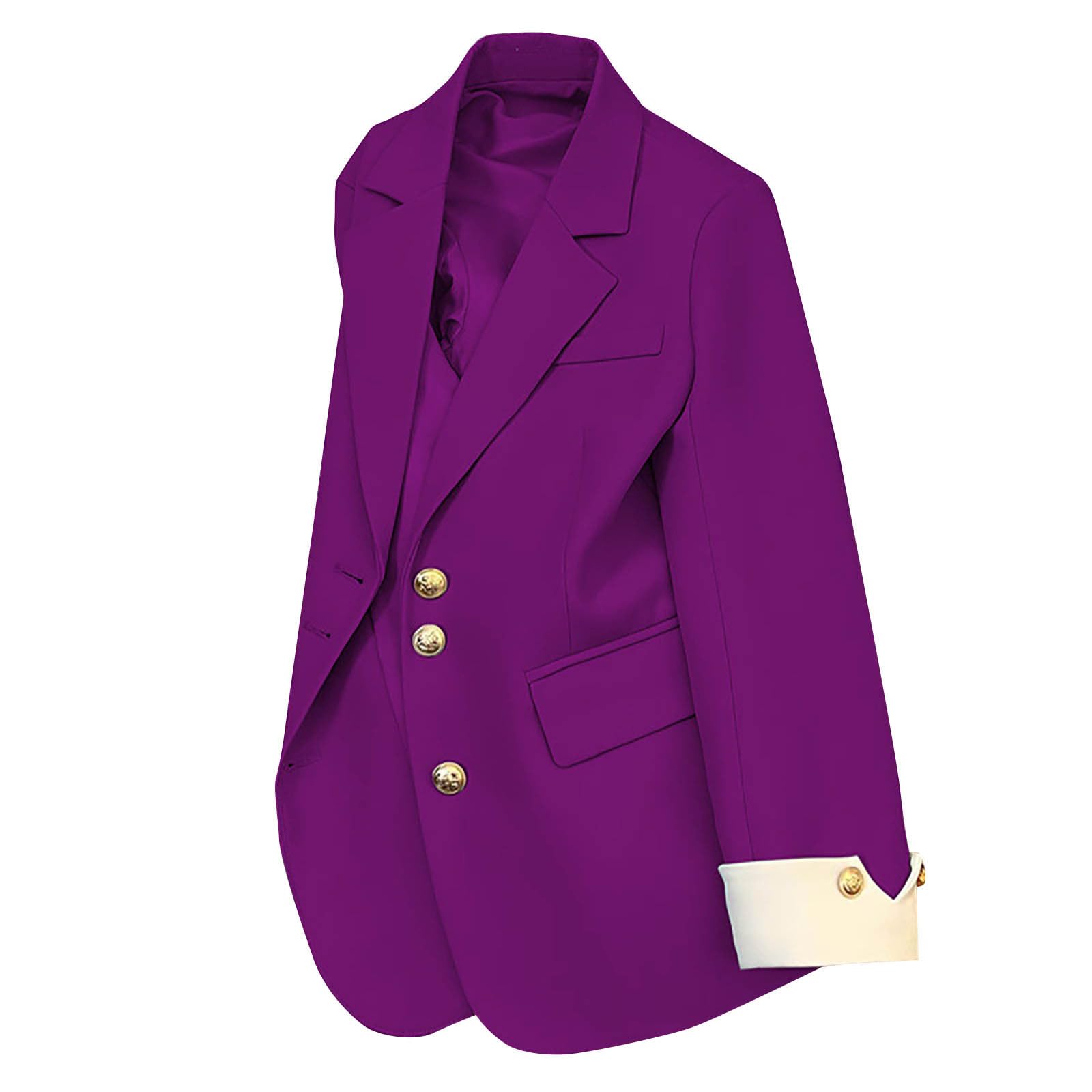 Womens Fall Long Sleeve Blazers Dressy Office Solid Casual Single Breasted Notched Suit Jackets Business Work Coats