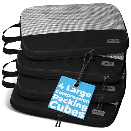 4pc Large Compression Packing Cubes for Travel - Luggage Packing Organizers - Travel Packing Cubes for Suitcases
