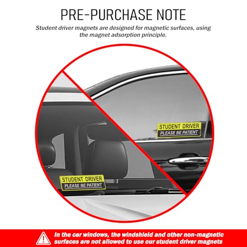 Image of 2PCS Student Driver Magnet for Car,Reflective Student Driver Sticker Magnet for Car Makes Others Quickly Recognize Novice Drivers,Magnetic Students Drivers Sticker for Cars
