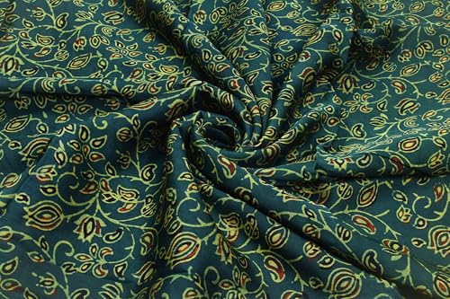 Image of Ethnics of Kutch Women's Ajrakh Modal Silk Natural Dye Hand Block Print Unstitched Kurta Fabric (For Lenght - Refer Bullet Point Below)