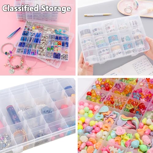 Image of YAYODS 6 Pack 36 Grids Clear Plastic Organizer Box with Adjustable Dividers, Bead Storage Organizer Containers Compartment Clear Tackle Box for Art DIY, Crafts, Jewelry, Sewing, Small Items