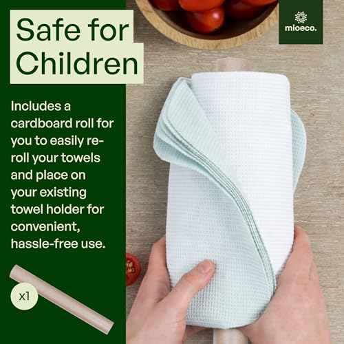 Image of mioeco 24 Pack Multicolored Reusable Paper Towels - Nature Friendly - Organic Cotton Alternative - Thick, Strong, Paperless Kitchen Dish Cloths - Reusable Napkins - Dish Towels - Cloth Napkin