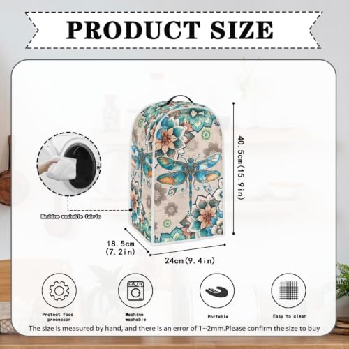 Image of Boho Dragonfly Blender Dust Cover Appliance Covers for kitchen Stand Mixer or Coffee Maker Cover Polyester Dust Proof Blender Cover with Top Handle