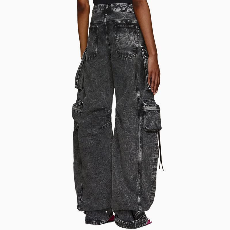 Costaric Womens High Waisted Baggy Cargo Jeans Straight Wide Leg Y2K Cargo Denim Pants with Flap Pockets3