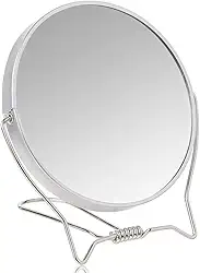 Espelho de Mesa com Um Lado de Aumento – Dupla Face, Portátil e Giratório – Ideal para Maquiagem, Barba, Cuidados com a Pele e Uso Diário