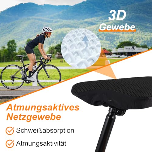 Fahrradsattelbezug, Atmungsaktiver Gepolsterter Sitzbezug 2 Stück, Fahrrad Sattelbezug, Fahrradsattelbezug Gepolstert, Fahrradzubehör für Meisten Fahrräder wie Rennrad, Mountainbike, Schwarz