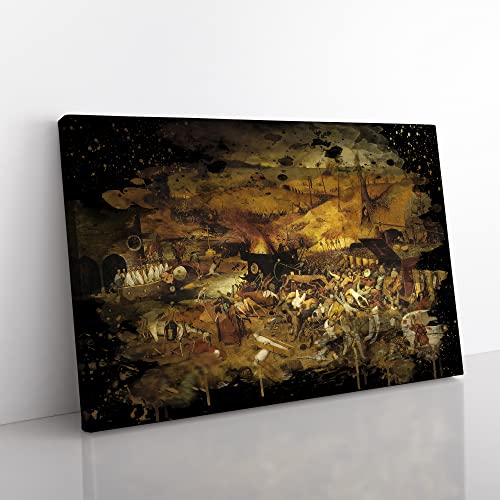Big Box Art Pieter Bruegel El Viejo El Triunfo de la Muerte Carbón Negro Lienzo de Pared Listo para Colgar (30 x 20 Pulgadas), Multicolor, 76 x 50 cm (30 x 20 Inch) Cover