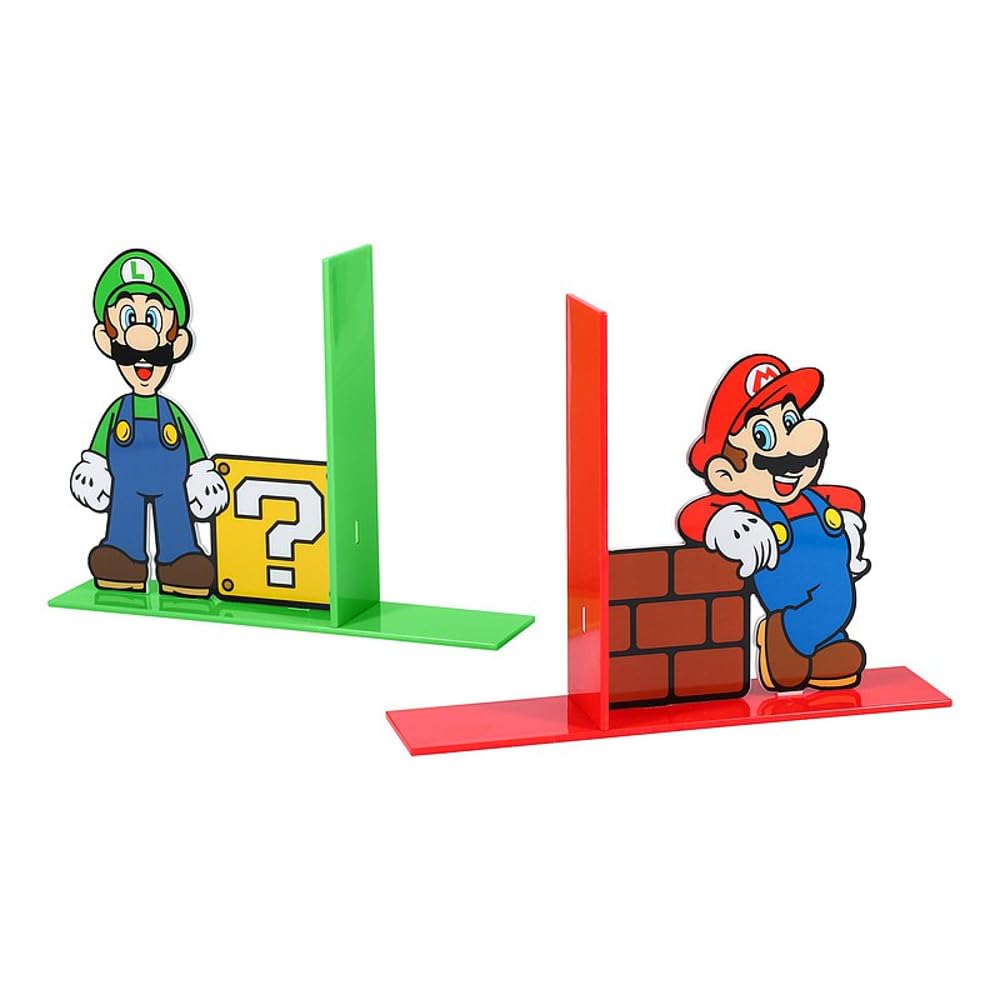 Paladone Products Super Mario Bookends Mario and Luigi