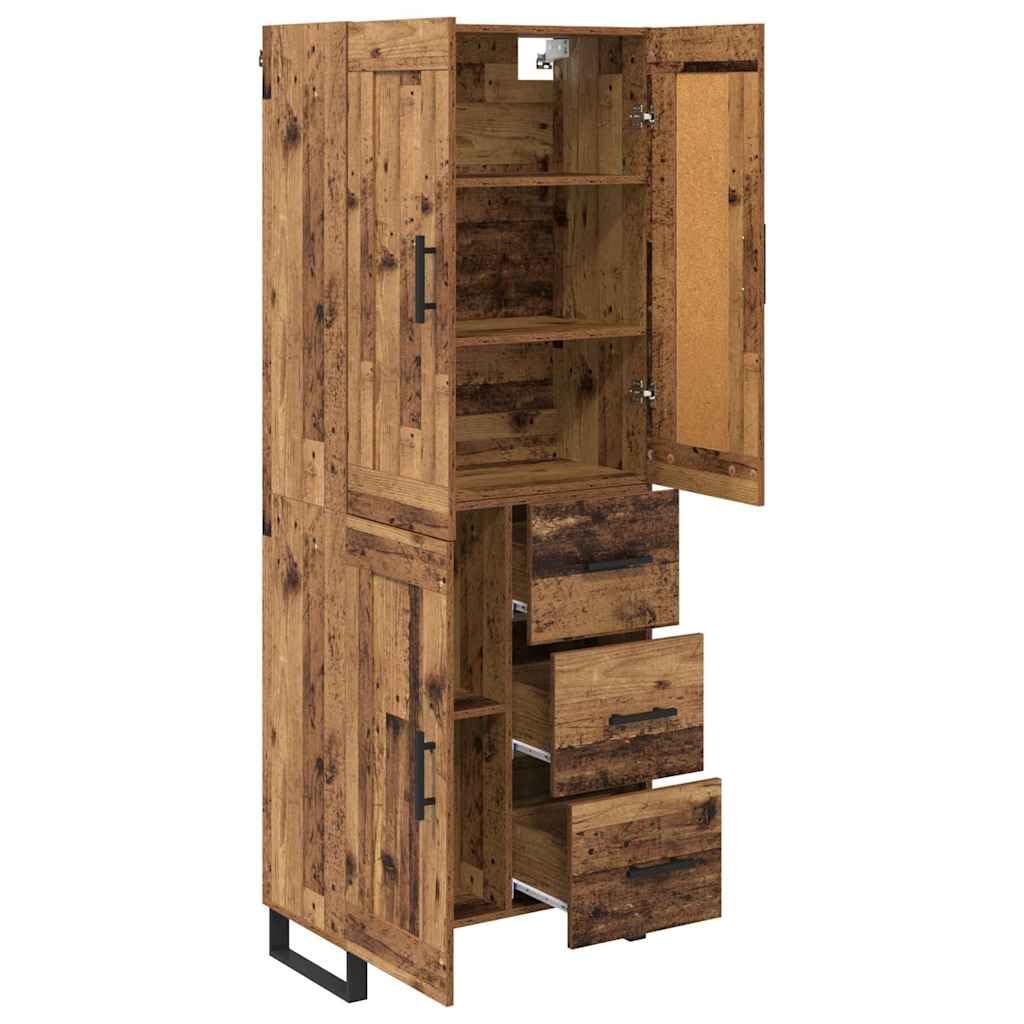 SYDE Credenza alta 2 unità legno 69,5 x 34 x 180 cm | Ante con cerniere, maniglie in metallo nero, ripiani, gambe quadrate, montaggio facile