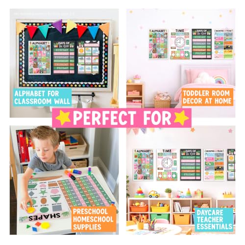 Image of Hadley Designs 16 Educational Posters for Classroom Must Haves - Laminated Pre-K Posters for Toddler Homeschool Essentials, Toddler & Preschool Learning Activities, Kindergarten Classroom Decor
