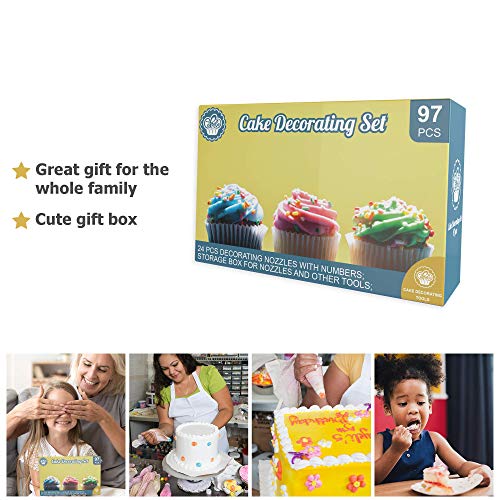 Cakebe Golden Color Cupcake Decorating Kit 97 pcs Cake Decorating Kit with 52 Icing Piping Bags and Tips Set Piping Set and Icing Kit with 28 Frosting Tips and Bags Cupcake Piping Set - Thumbnail 5