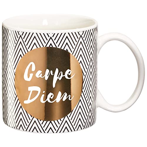 Draeger   Taza Original   Taza de té para regalar a sus seres queridos   Taza de café en porcelana fina   350 ml 8 cm diámetro x 8,5 cm altura carpe diem