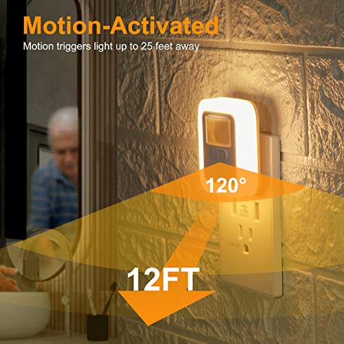 Creweel Motion Sensor Night Light Plug In, Dimmable Nightlight With 10 Levels Adjustable Brightness,Soft Warm White Led Motion Activated Lights. Ideal For Corridor, Stair, Garage, Basement, Hallways #TOP2