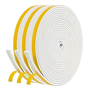 NAVK Self Adhesive Foam Tape Door Window Seal Door Draught Excluder Weatherstripping, 6mm Wide X 3mm Thick 3 Pcs Each 5M…