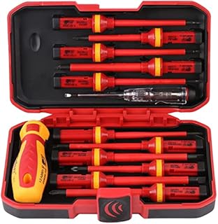 HORUSDY 13-Pieces 1000V VDE Insulated Screwdriver Set, All-in-One Premium Professional Magnetic Tip Electrician Screwdriver Set