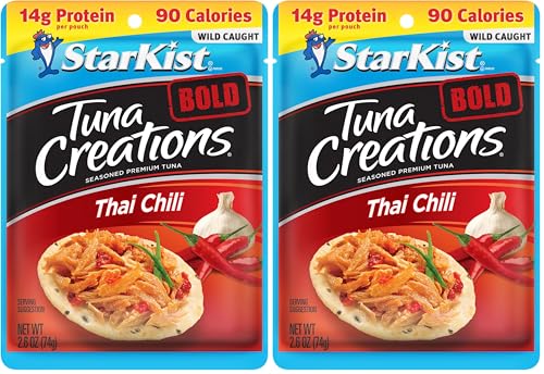 Image of StarKist Tuna Creations BOLD Thai Chili Style Pouch (2.6 oz - 2 Pack) Wild Caught, High Protein Shelf Stable Seafood, Gluten Free, Soy Free, No Draining, Ready to Eat for Salads and Sandwiches