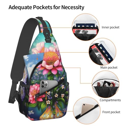 Mochila bandolera urbana floral ligera 2L miniatura 4
